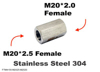 M20*2.5 FEMALE to M20*2.0 FEMALE Stainless Sensor Adaptor Fittings Conversion