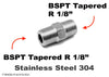 BSPT Tapered R 1/8 inch to BSPT Tapered R 1/8 inch Male Stainless Sensor Adaptor Fitting