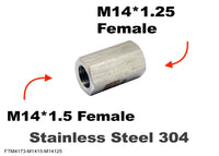 M14*1.5 FEMALE to M14*1.25 FEMALE Stainless Sensor Adaptor Fittings Conversion