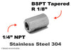 1/4 inch NPT Female to BSPT Tapered R 1/8 inch Female Stainless Sensor Adaptor Fittings