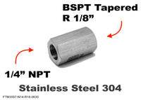 1/4 inch NPT Female to BSPT Tapered R 1/8 inch Female Stainless Sensor Adaptor Fittings