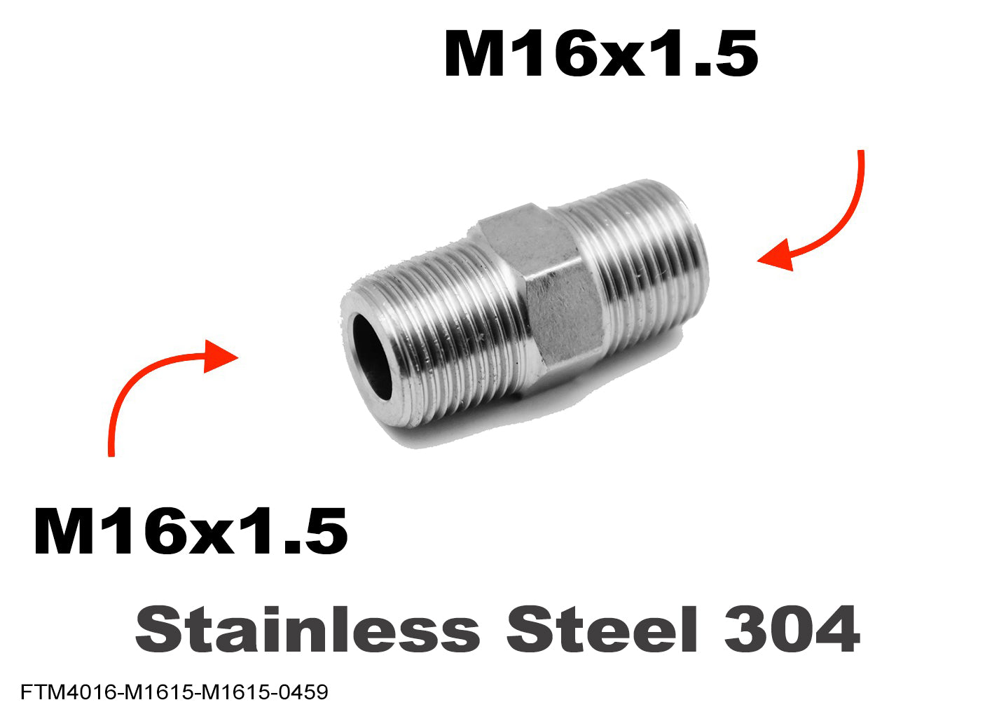 M16x1.5 Male to M16x1.5 Male Stainless Sensor Adaptor Fittings Conversion