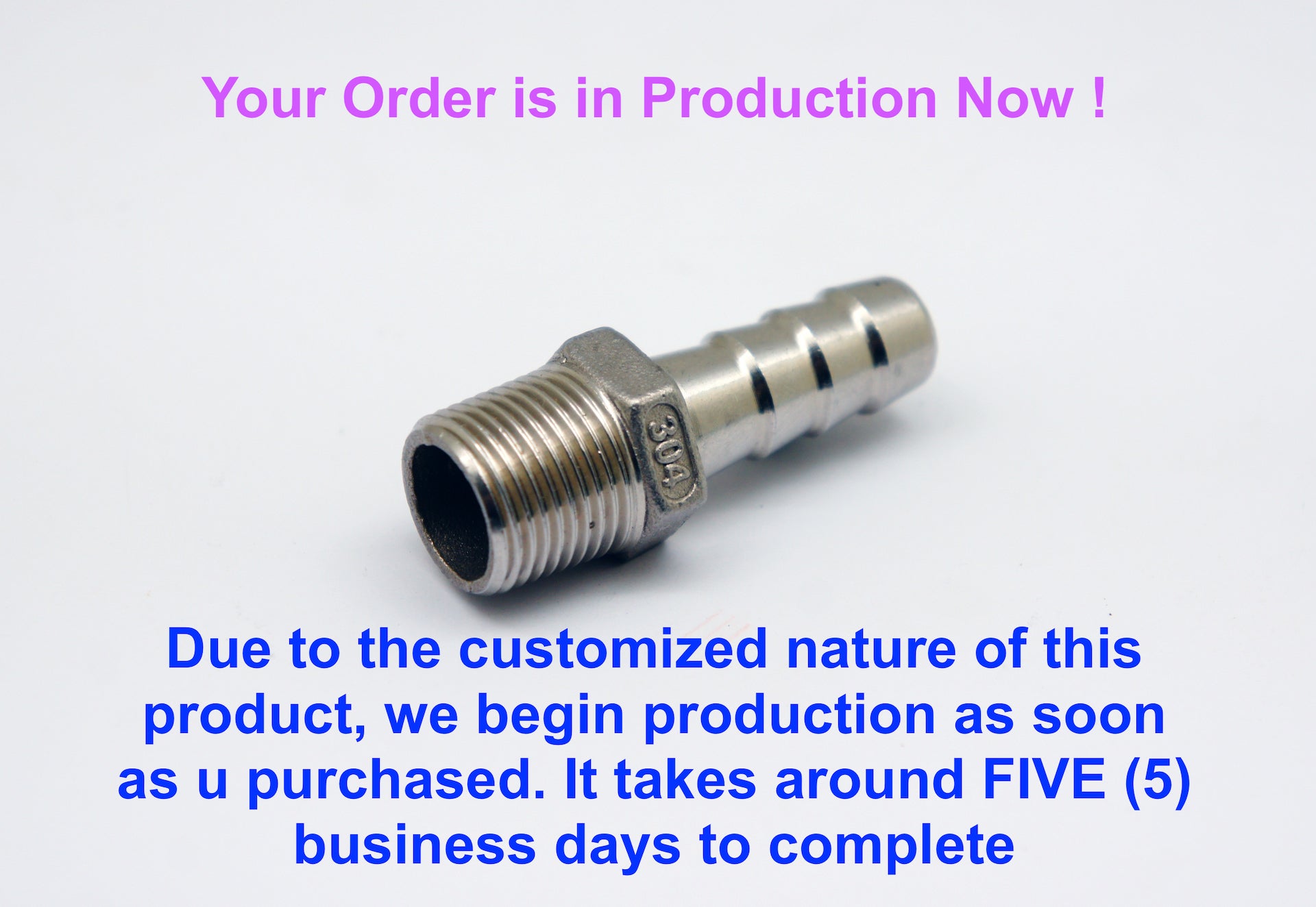 BSPT Tapered R 3/8 inch Male to BARB OD 8mm / 0.32 inch Stainless Tail Adaptor Hose