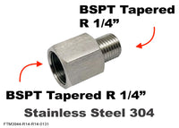 BSPT Tapered R 1/4 inch Female to  R 1/4 inch Male Stainless Sensor Adaptor Fittings