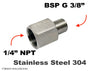1/4 inch NPT Female to BSP G 3/8 inch Male Stainless Sensor Adaptor Fittings Conversion