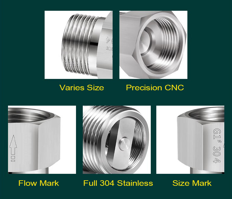 One Way Valve Direction BSP 3/8 inch Male to Female Stainless Steel Fittings Adaptor
