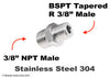 3/8 inch NPT to BSPT Tapered R 3/8 inch Male Stainless Sensor Adaptor Fitting Conversion