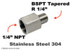 1/4 inch NPT Female to BSPT Tapered R 1/4 inch Male Stainless Sensor Adaptor Fittings