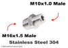M16x1.5 Male to M10x1.0 Male Stainless Sensor Adaptor Fittings Conversion