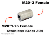 M20*1.75 FEMALE to M20*2 FEMALE Stainless Sensor Adaptor Fittings Conversion
