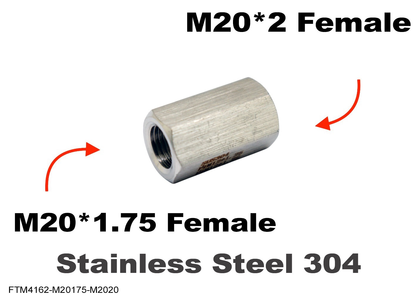 M20*1.75 FEMALE to M20*2 FEMALE Stainless Sensor Adaptor Fittings Conversion