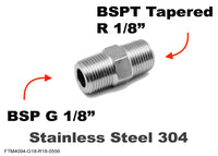 BSP G 1/8 inch Male to BSPT Tapered R 1/8 inch Male Stainless Sensor Adaptor Fittings