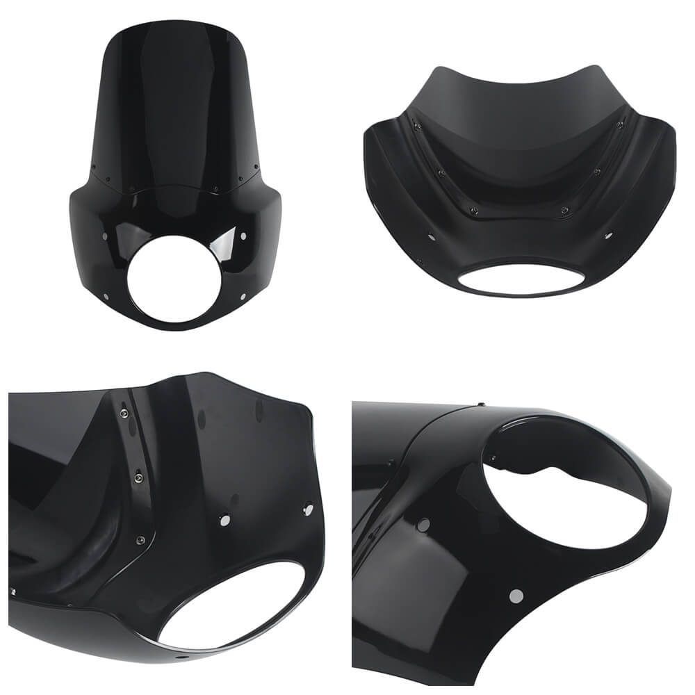 Pazoma T-Sport headlight fairing with windshield for Harley Road King Special 2017-2025, classic club style front fairing.