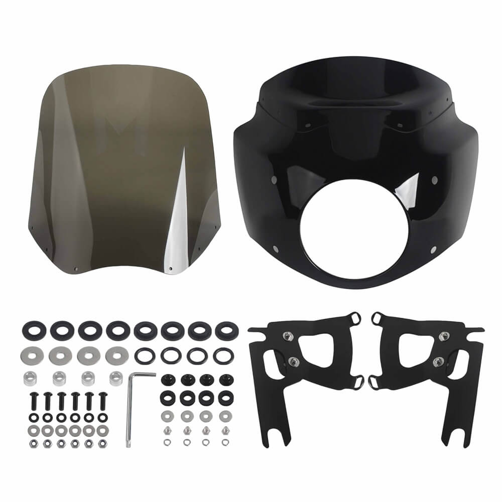 Pazoma T-Sport headlight fairing with windshield for Harley Road King Special 2017-2025, in club style front fairing design.