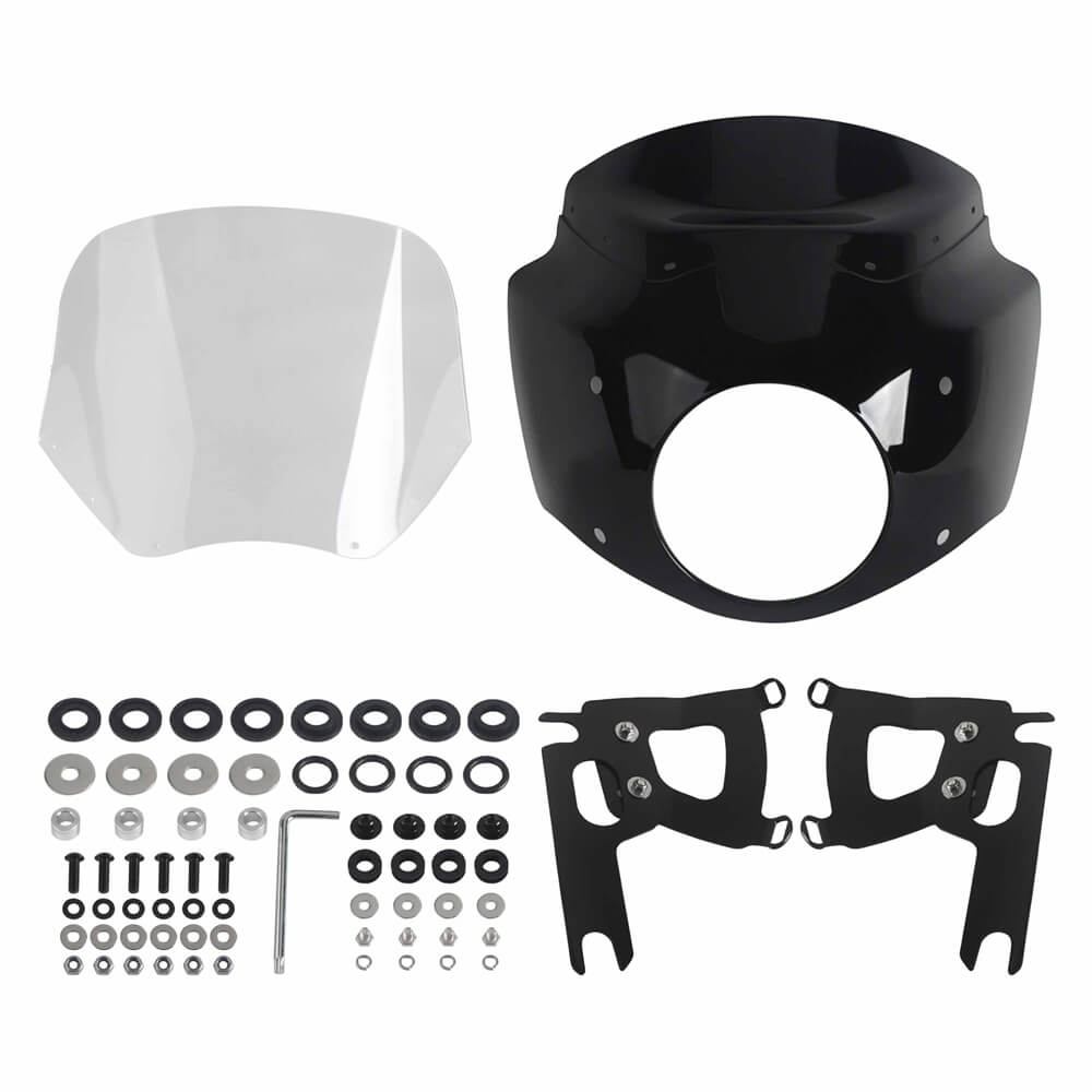 Pazoma T-Sport headlight fairing with windshield for Harley Road King Special 2017-2025, classic club style front fairing.