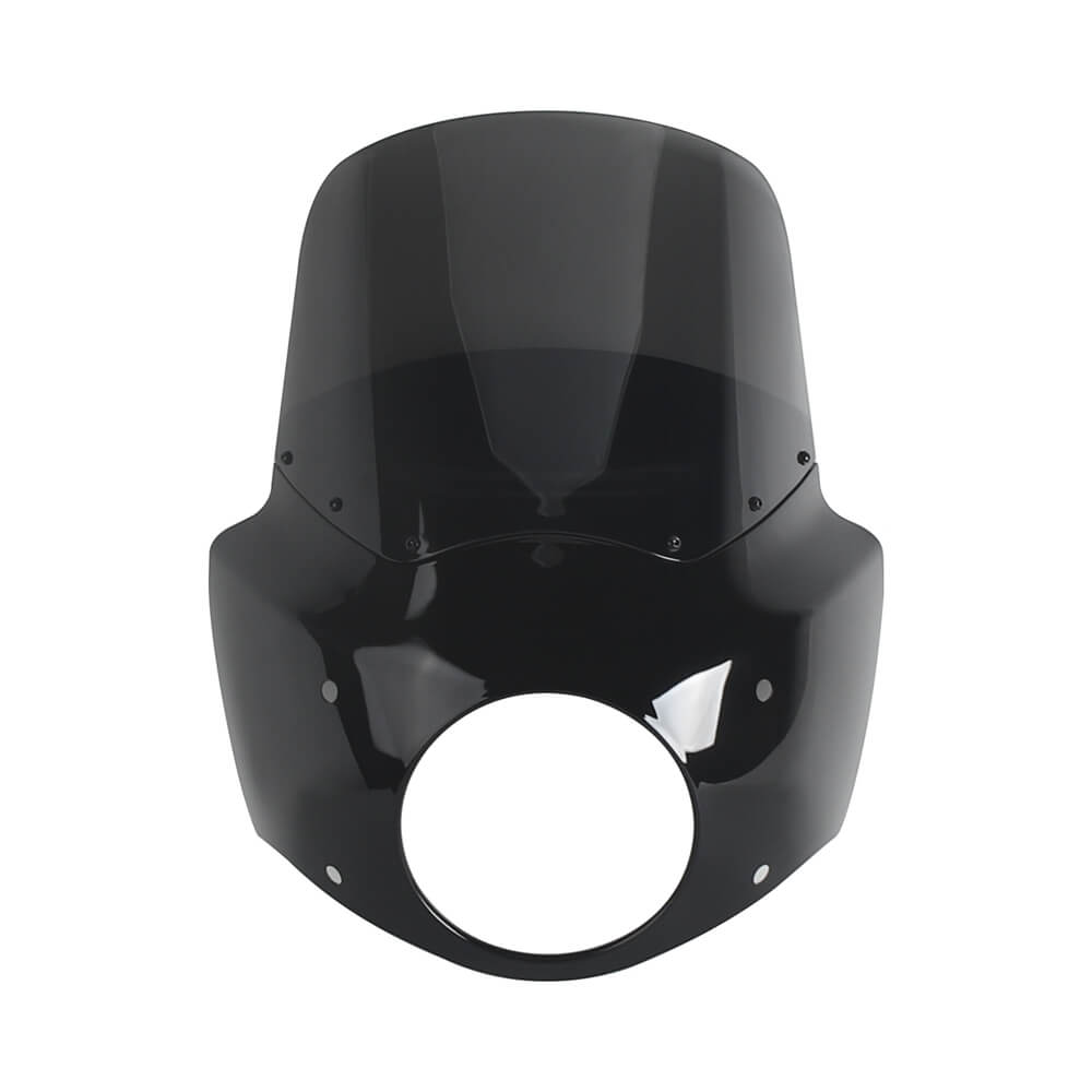 Pazoma T-Sport headlight fairing with windshield for 2017-2025 Harley Road King Special and Custom models, club style front fairing.