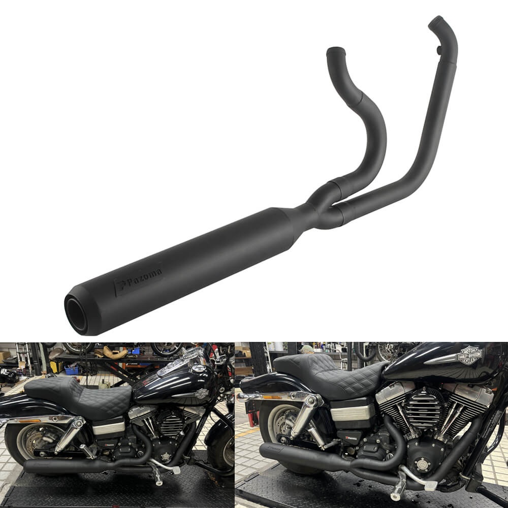 Stainless steel 2-in-1 full-length exhaust system with muffler for Harley Dyna Fat Bob, Low Rider, Street Bob 2006-2017.