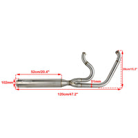 Stainless steel 2-in-1 full-length exhaust system with muffler for Harley Dyna Fat Bob, Low Rider, Street Bob 2006-2017.