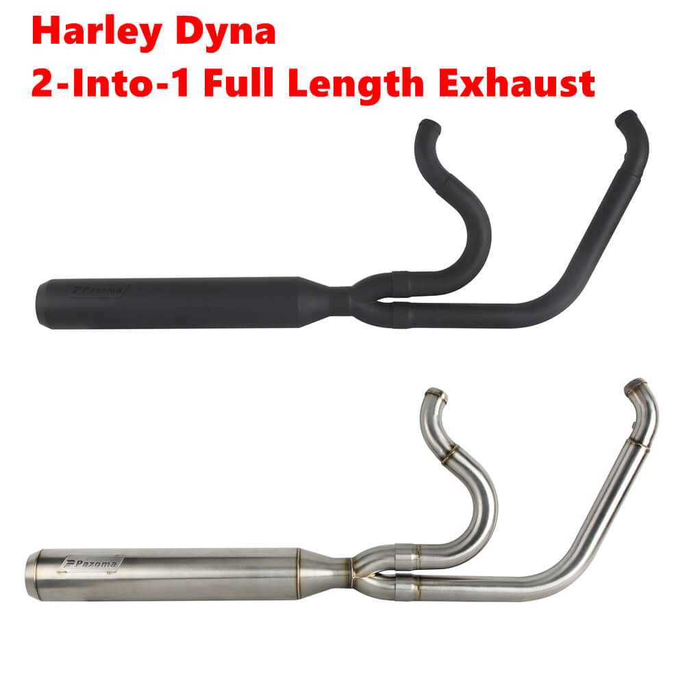 Stainless steel 2-in-1 full-length exhaust system with muffler for Harley Dyna Fat Bob FXDF, Low Rider FXDL, Street Bob FXDB 2006-2017