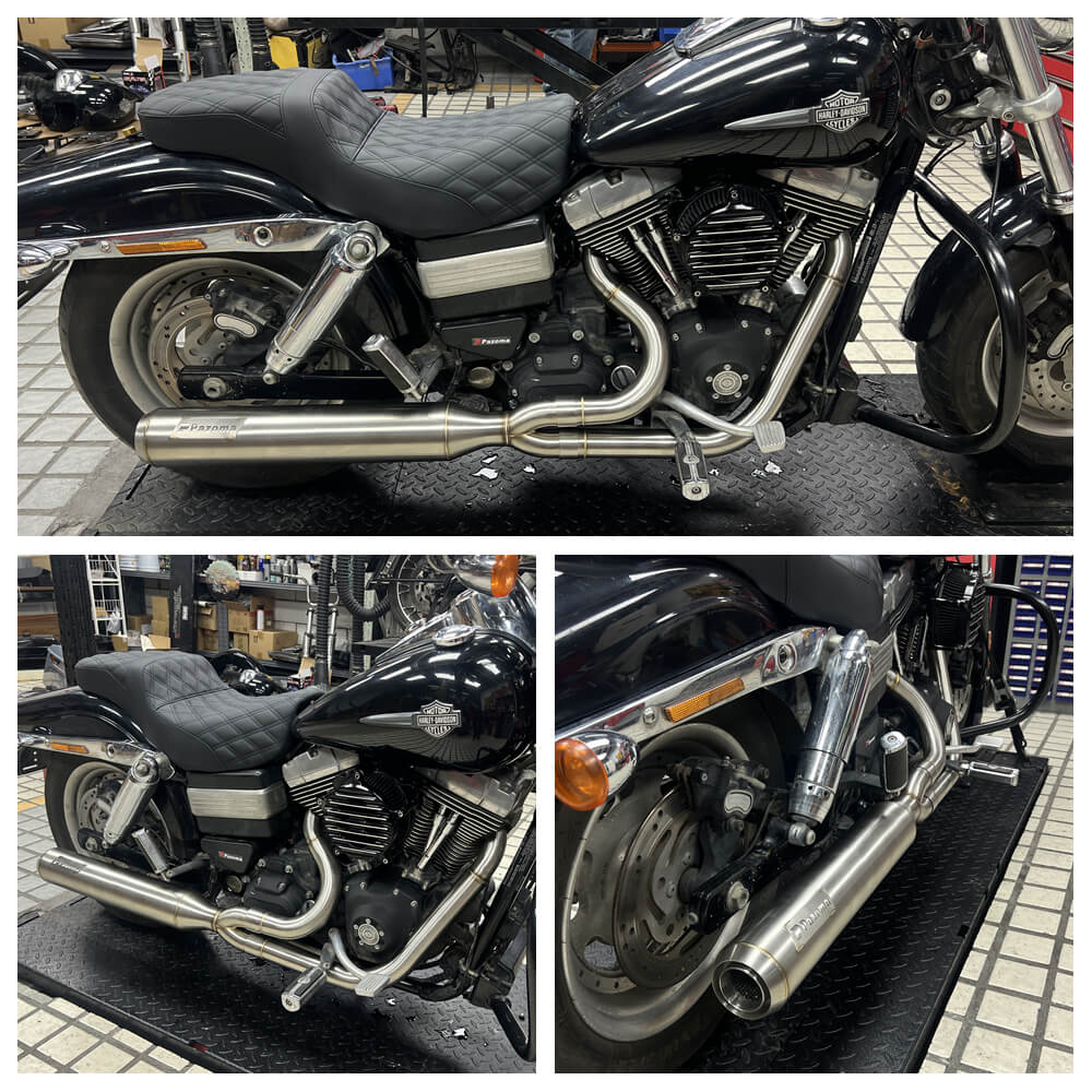 Pazoma 2-in-1 stainless steel exhaust system with muffler for Harley Dyna Fat Bob FXDF Low Rider FXDL Street Bob FXDB FXD 2006-2017