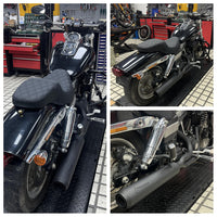 Stainless steel 2-in-1 full-length Harley exhaust system with muffler for Dyna Fat Bob, Low Rider, Street Bob 2006-2017.