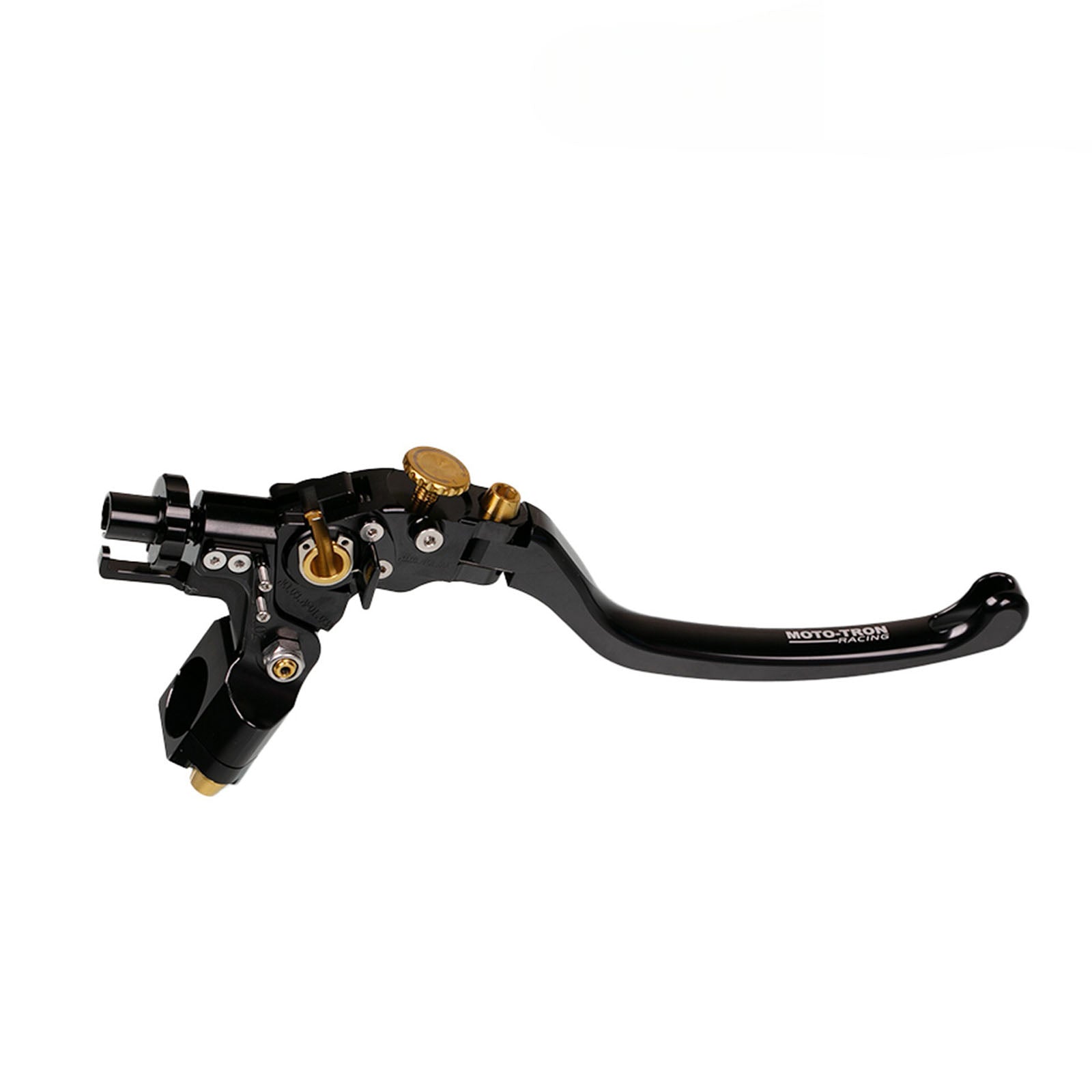 Moto-Tron lightweight folding clutch lever for Aprilia RS660 and Tuono 660 motorcycles, shown in black.