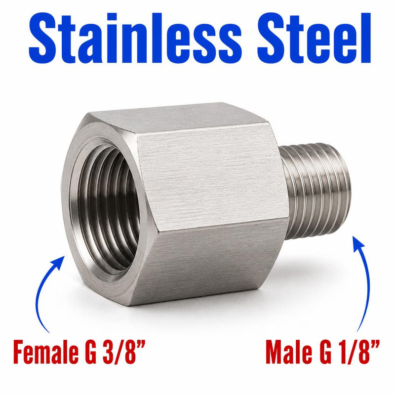 BSP G 3/8 inch Female to BSP G 1/8 inch Male Stainless Steel 304 Sensor Adaptor Fittings Conversion