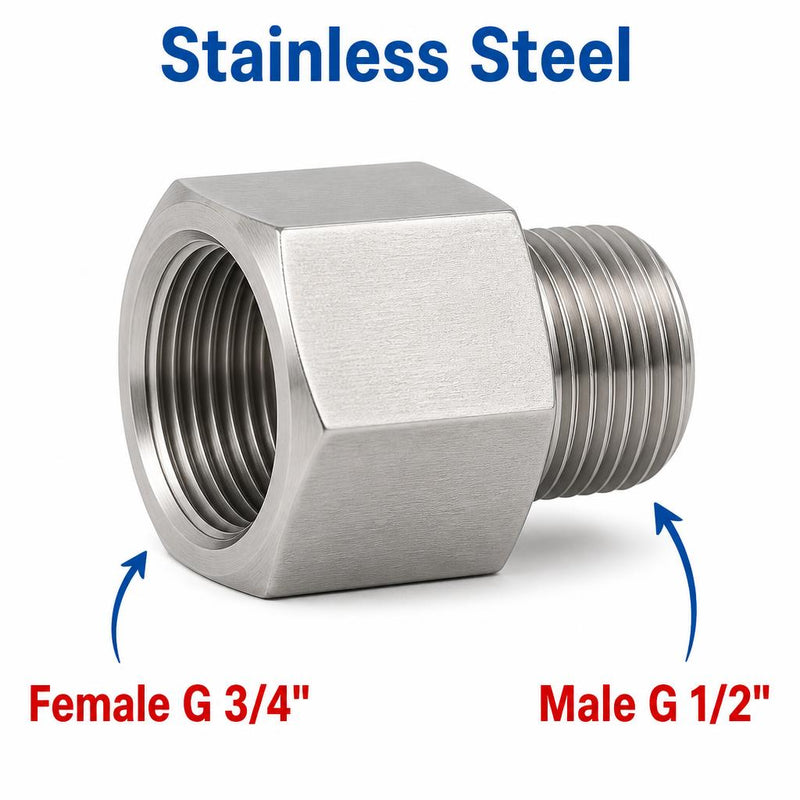 BSP G 3/4 inch Female to BSP G 1/2 inch Male Stainless Steel 304 Sensor Adaptor Fittings Conversion