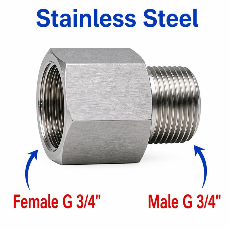 BSP G 3/4 inch Female to BSP G 3/4 inch Male Stainless Steel 304 Sensor Adaptor Fittings Conversion