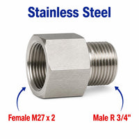 M27x2 Female to BSPT Tapered R 3/4 inch Male Stainless Steel 304 Sensor Adaptor Fittings Conversion