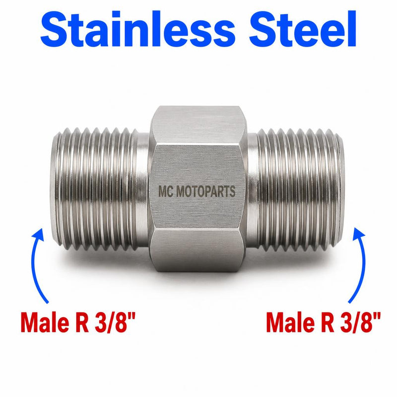 BSPT Tapered R 3/8 inch Male to BSPT Tapered R 3/8 inch Male Stainless Steel 304 Sensor Adaptor Fittings Conversion