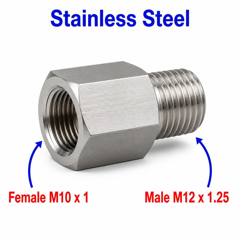 M10x1 Female to M12x1.25 Male Stainless Steel 304 Sensor Adaptor Fittings Conversion