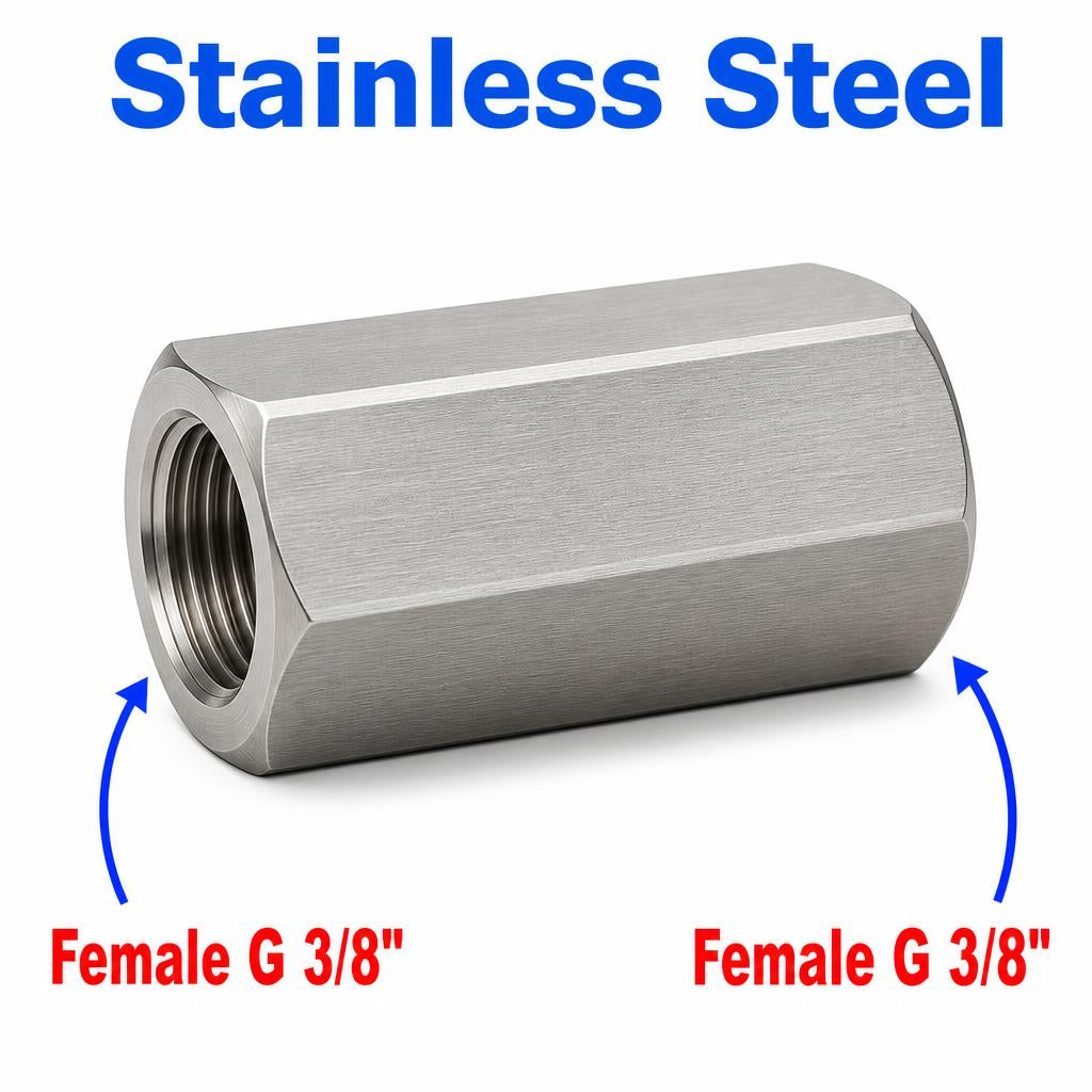 BSP G 3/8 inch Female to BSP G 3/8 inch Female Stainless Steel 304 Sensor Adaptor Fittings Conversion