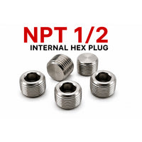 1/2 inch NPT Hex Socket Pipe Plug Stainless Steel 304 - Set of 5pcs