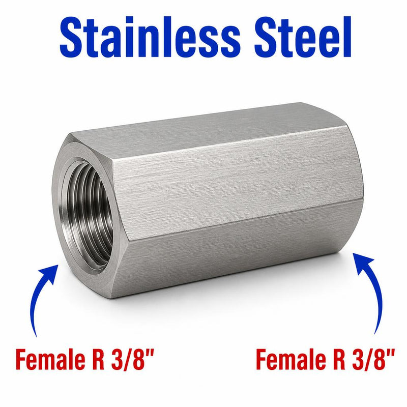 BSPT Tapered R 3/8 inch Female to BSPT Tapered R 3/8 inch Female Stainless Steel 304 Sensor Adaptor Fittings Conversion