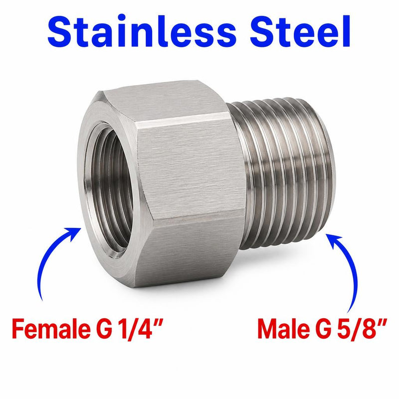 BSP G 1/4 inch Female to BSP G 5/8 inch Male Stainless Steel 304 Sensor Adaptor Fittings Conversion