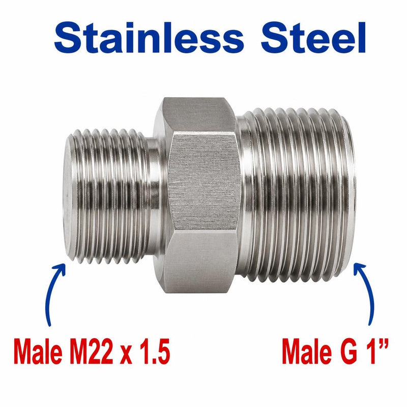 M22x1.5 Male to BSP G 1 inch Male Stainless Steel 304 Sensor Adaptor Fittings Conversion