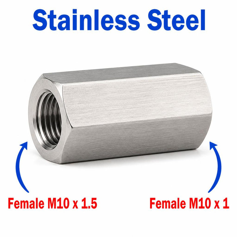 M10x1.5 Female to M10x1 Female Stainless Steel 304 Sensor Adaptor Fittings Conversion