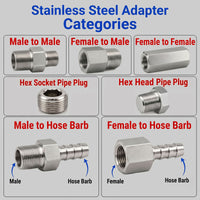 Stainless steel 1/2 inch BSPT tapered hex head pipe plug, threaded fitting block off cap for APS adaptor conversions by MC Motoparts