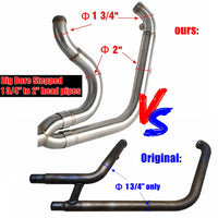 Pazoma 2 into 1 stainless steel Harley Dyna Fat Bob exhaust system with stepped headpipes for FXDF FXDL FXDB models 2006-2017