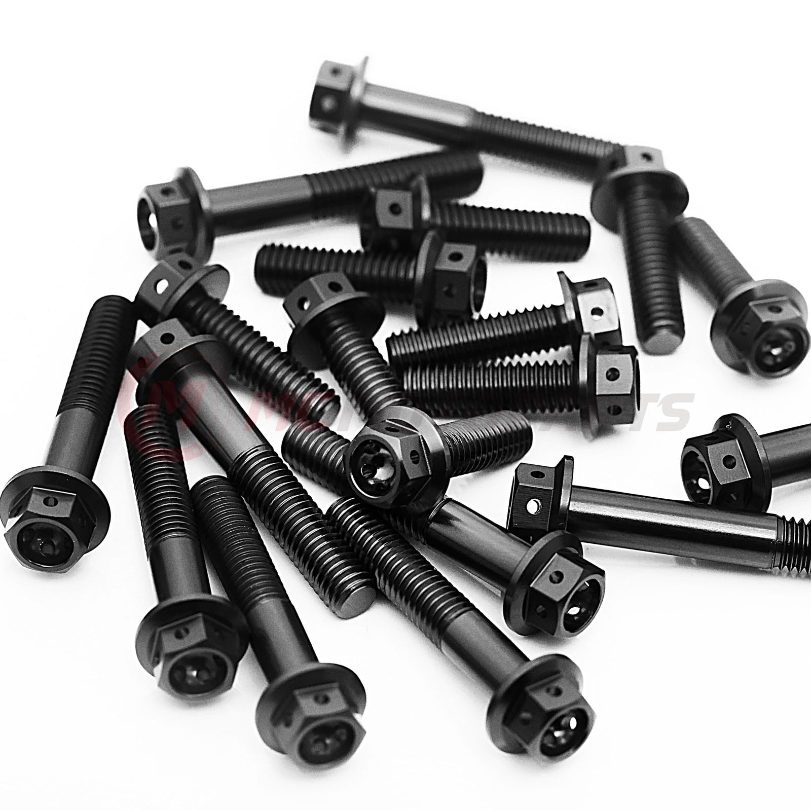 Black CNC race spec crankcase cover bolts for Triumph Speed Triple 1050 S/R 2011-2020, by MC Motoparts.
