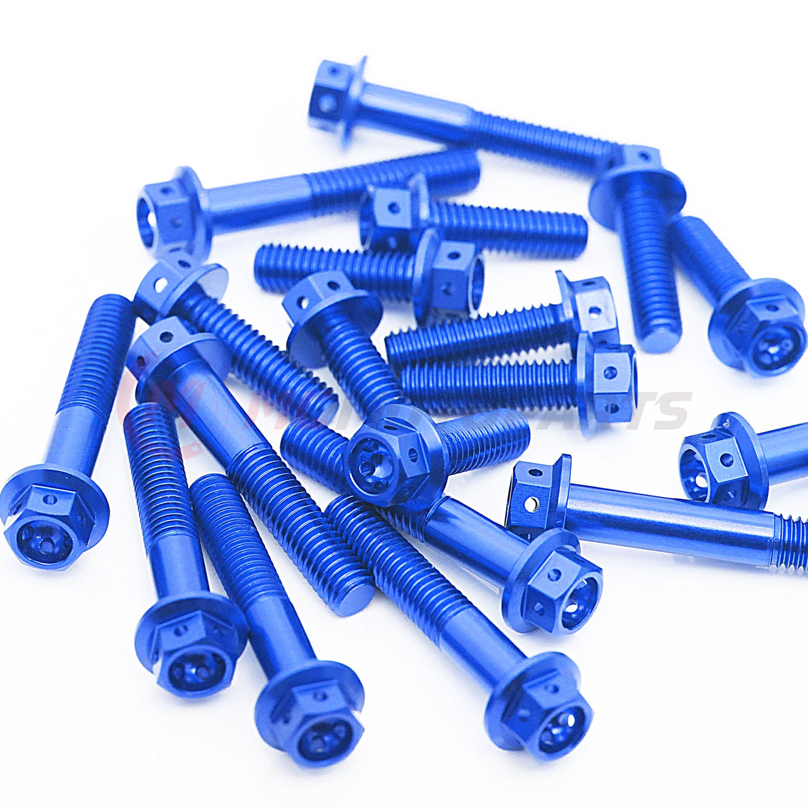 Race spec CNC crankcase cover bolts by MC Motoparts for Kawasaki ZX-6R 2024-2025, M6 size, shiny metallic finish.