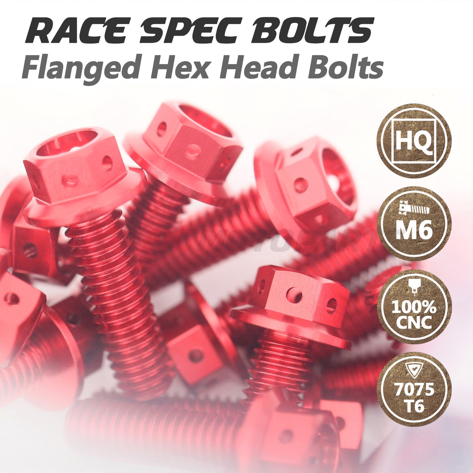 CNC race spec M6 bolts for Triumph Street Triple 660 2021-2023 crankcase cover, MC Motoparts, detailed close-up image