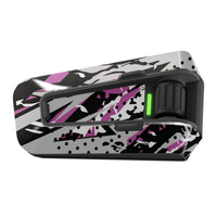 Glossy or matte vinyl decal wrap for Cardo Packtalk Edge, urban graffiti design by MC Motoparts, shown in Chaos Sketch style.