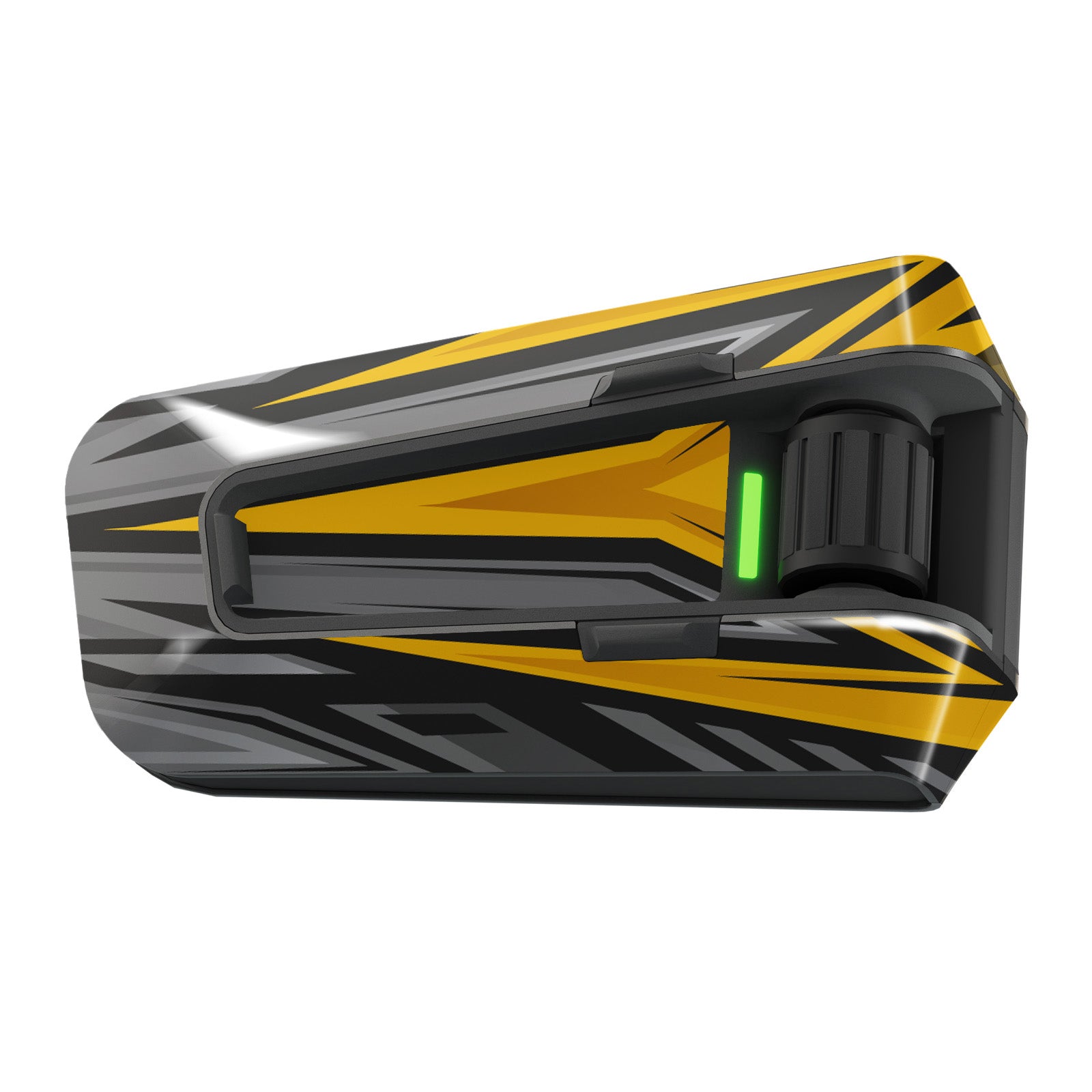 Gold and grey lines vinyl decal wrap for Cardo Packtalk Edge by MC Motoparts, part of Velocity Series, glossy or matte finish.