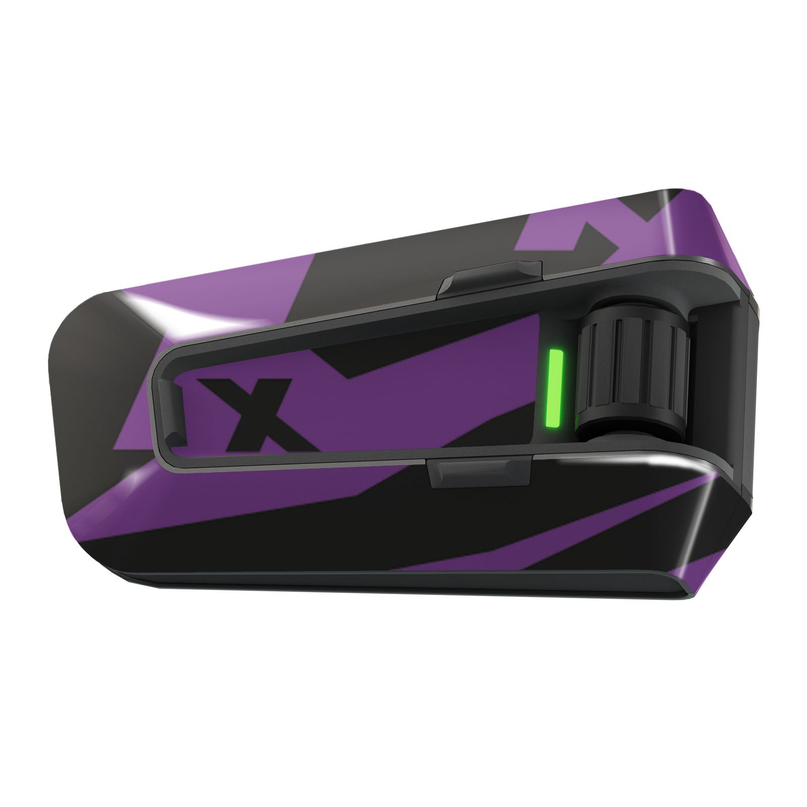 Purple graffiti-style vinyl decal wrap for Cardo Packtalk Edge, urban and graffiti series, by MC Motoparts, with glossy and matte options.