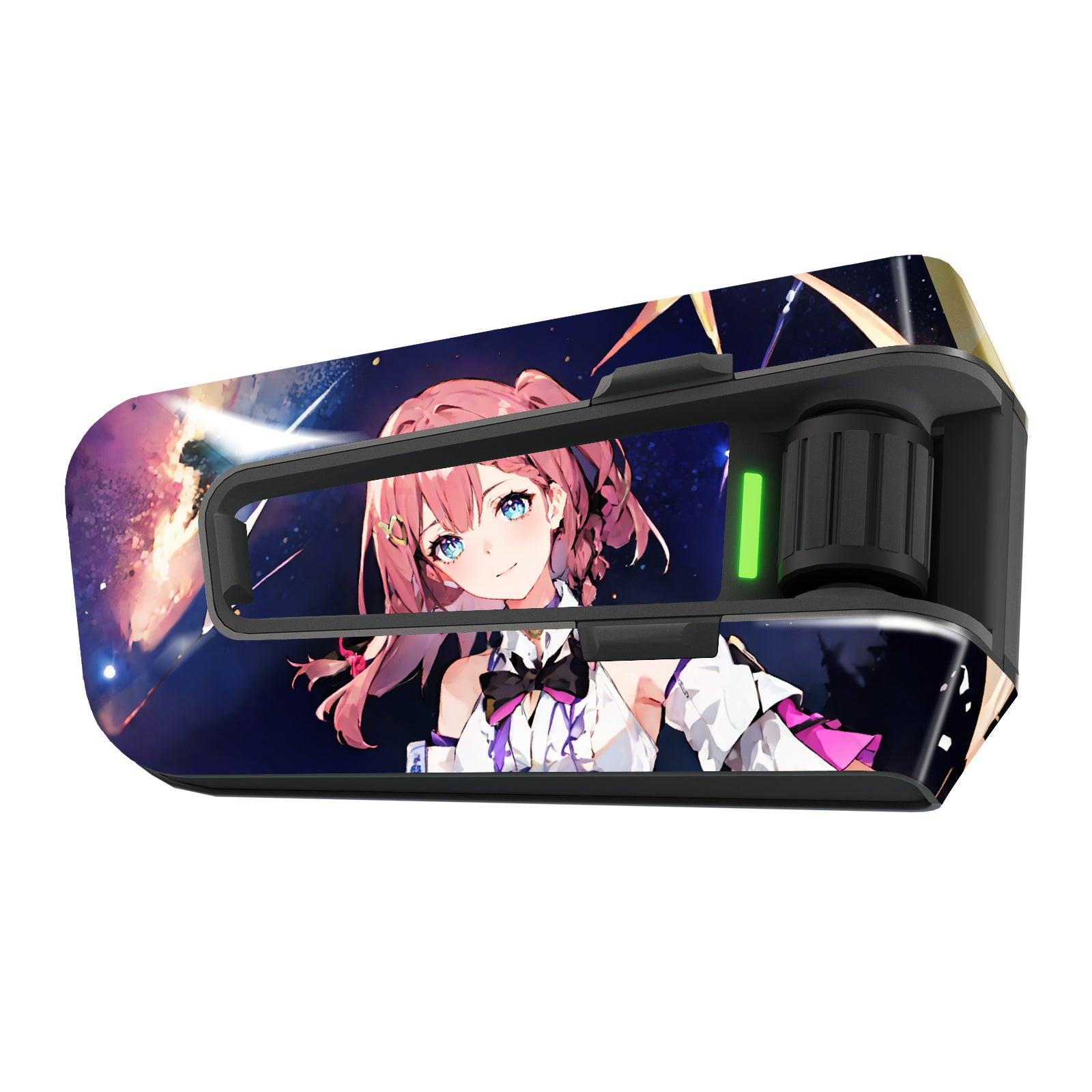 Anime girl vinyl decal wrap for Cardo Packtalk Edge, glossy or matte finish, MC Motoparts sticker for motorcycle communication devices
