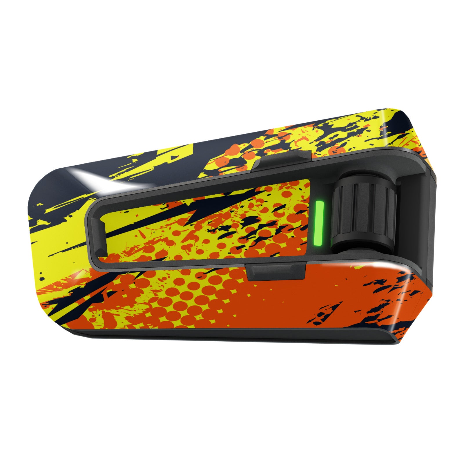 OrangePop vinyl decal wrap for Cardo Packtalk Edge, urban graffiti series, glossy finish, custom sticker by MC Motoparts.