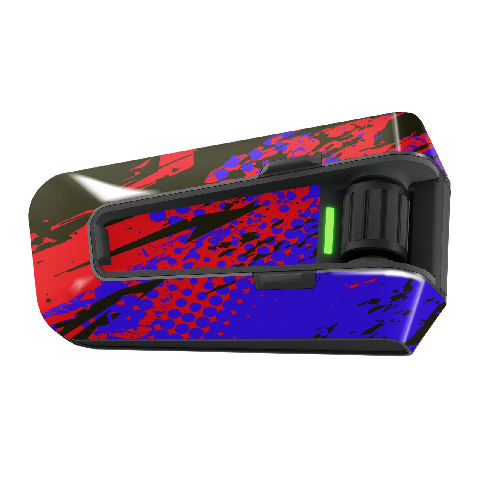 Cardo Packtalk Edge sticker with crimson grunge urban graffiti vinyl wrap by MC Motoparts, glossy or matte finish.