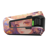 Glossy vinyl decal wrap featuring anime girl design for Cardo Packtalk Edge, by MC Motoparts, with vibrant anime artwork.